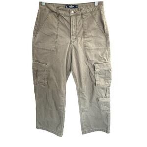 Hollister Cargo Pants Ultra High-Rise Baggy Green Womens 12R Wide Leg Grunge